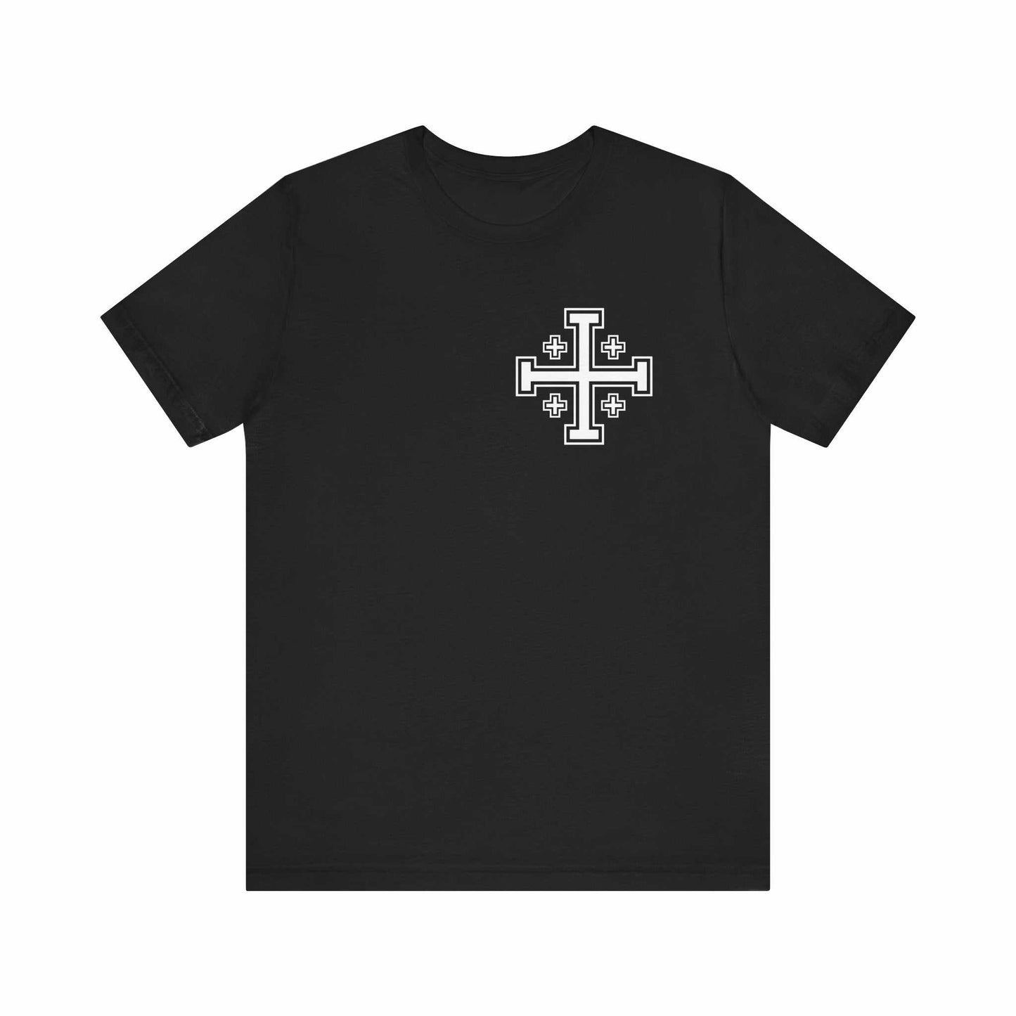 Jerusalem Cross Crusade Black T-Shirt, Unisex Tee, Religious Christian Shirt, Holy Land Gift, Christian Crusader Top